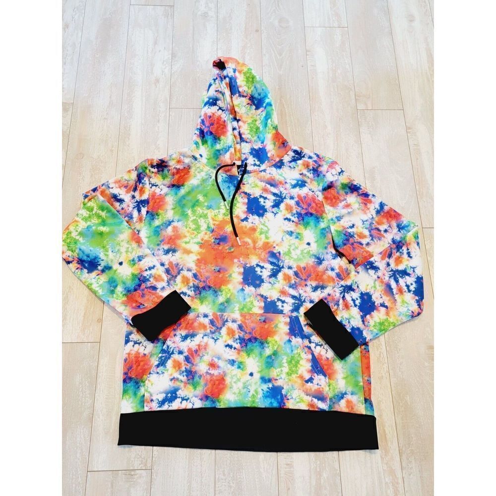 G-Net Men’s L Colorful Paint Spatter Look Hoodie Sweatshirt LS Pullover‎